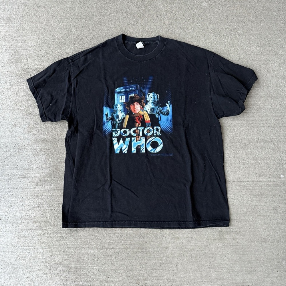 Vintage 90s Doctor Who Tom Baker BBC Promo T Shirt XL Black Tennessee River USA